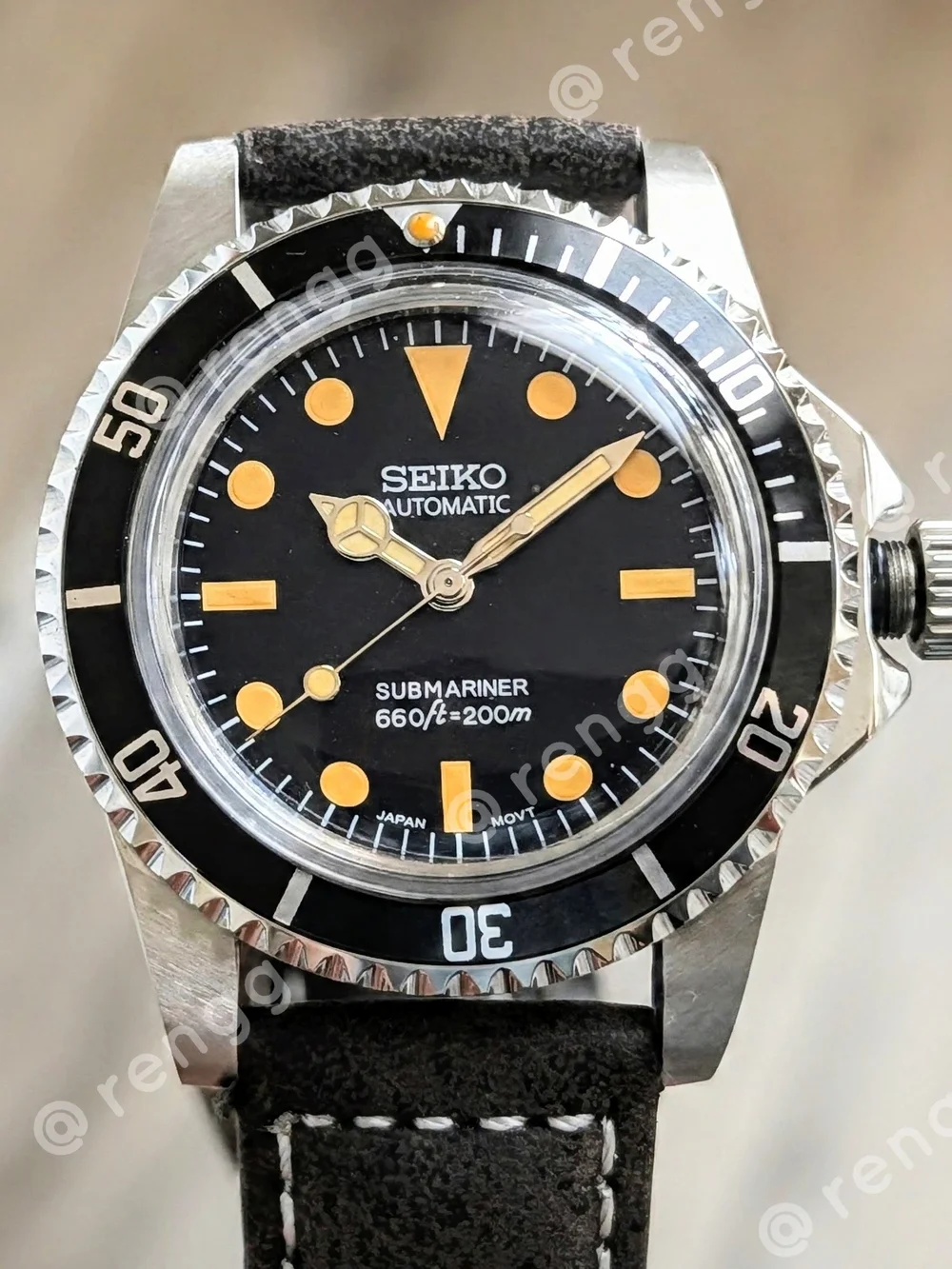 40mm Vintage Style Seiko Submariner Style Diver Mod Watch Smooth Sweep Second